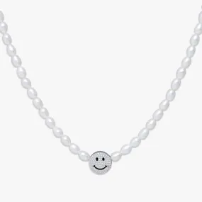 Happy Face Oval Pearl Necklace