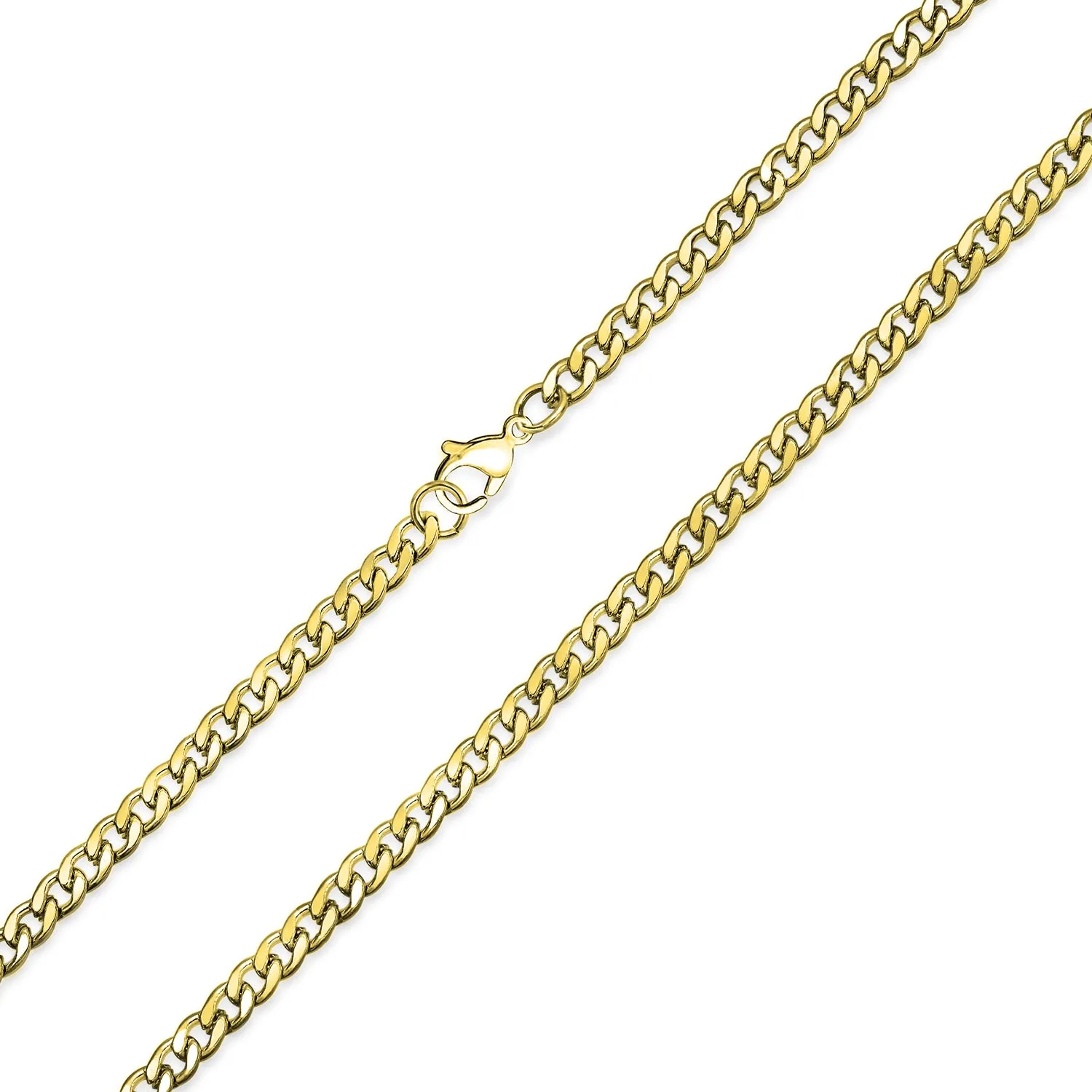 Heavy Duty Curb Chain Necklace Mens Gold Tone Stainless Steel 30 Inch 4 MM