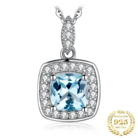 Highclere Cushion Cut Sterling Silver Blue Topaz Necklace