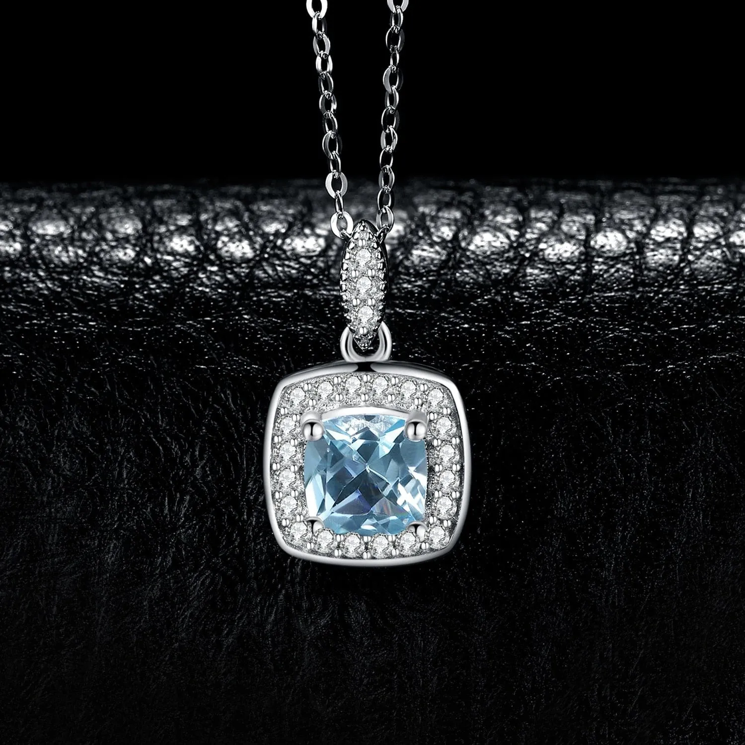 Highclere Cushion Cut Sterling Silver Blue Topaz Necklace