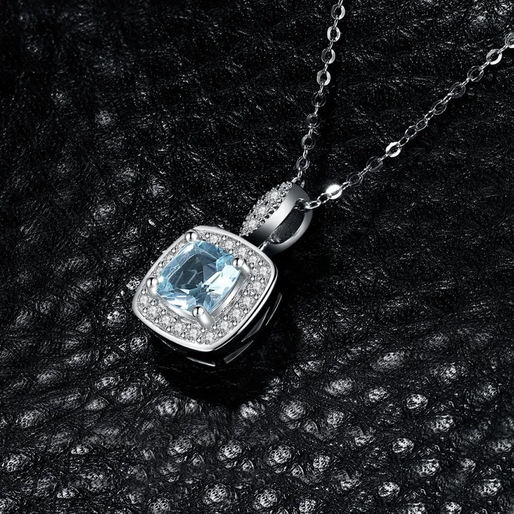 Highclere Cushion Cut Sterling Silver Blue Topaz Necklace