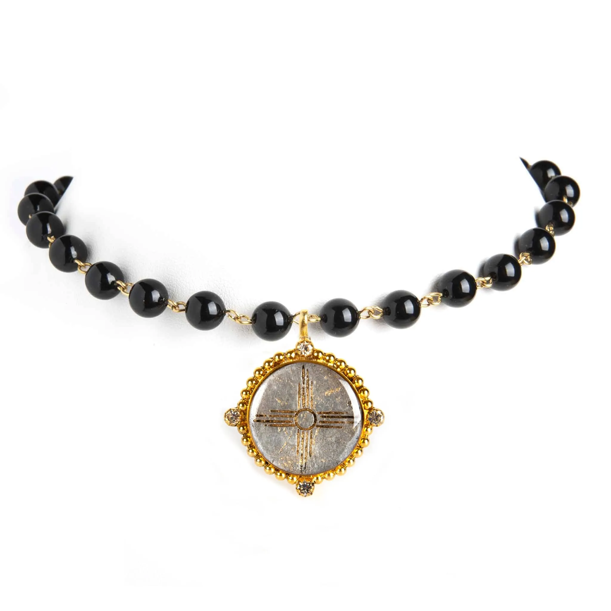 Iconic Pearl Choker Mystic Black Pearl with All Medallions