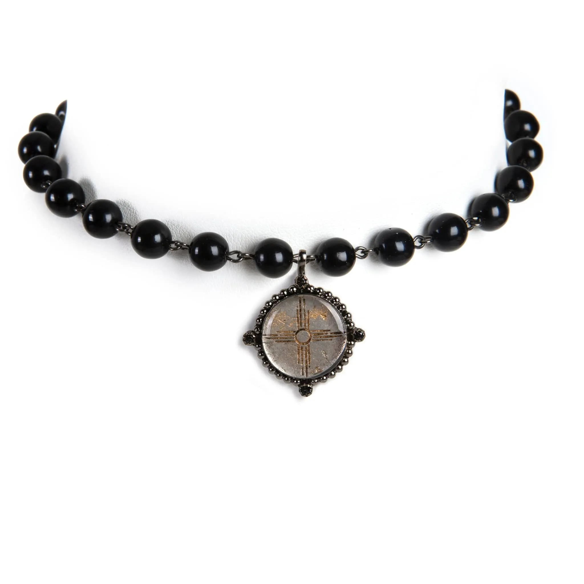 Iconic Pearl Choker Mystic Black Pearl with All Medallions