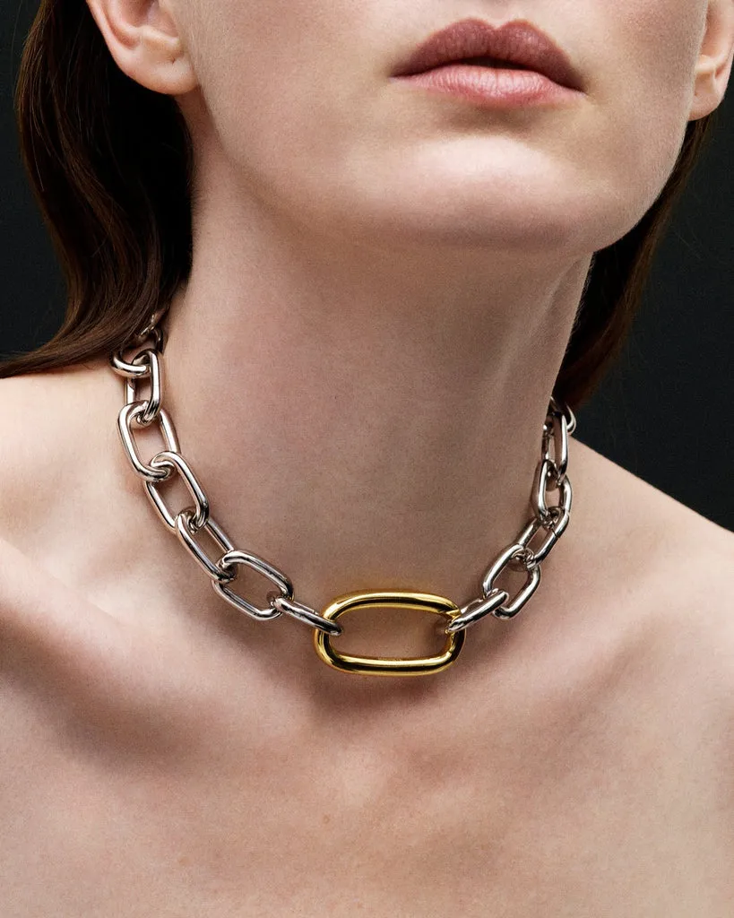 Interchangable Oval Link Necklace in Silver