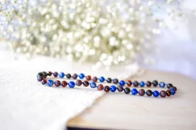 Lapis Lazuli with Raw and Polished Cherry Baltic Amber Necklace ll ADHD Help ll Pain ll Stress ll Drooling ll POP   Screw Clasps