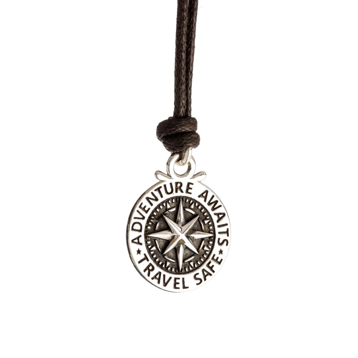 Large Travel Safe Compass Personalised St Christopher Cord Necklace