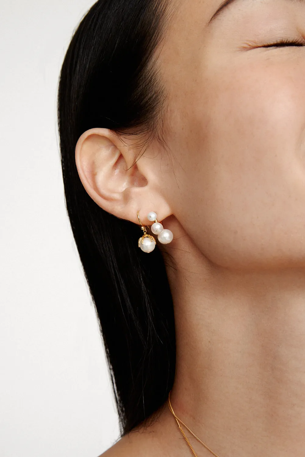 Lark Drop Earrings Mini White Pearl