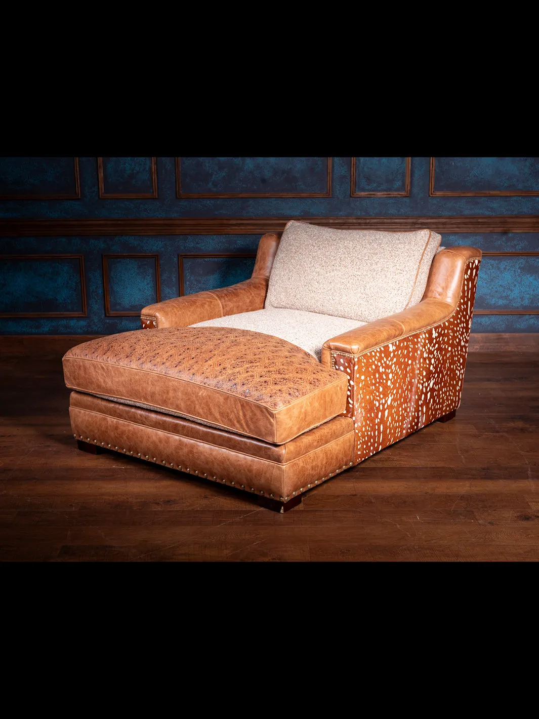 Leather and Fabric Canyon Chaise Lounge