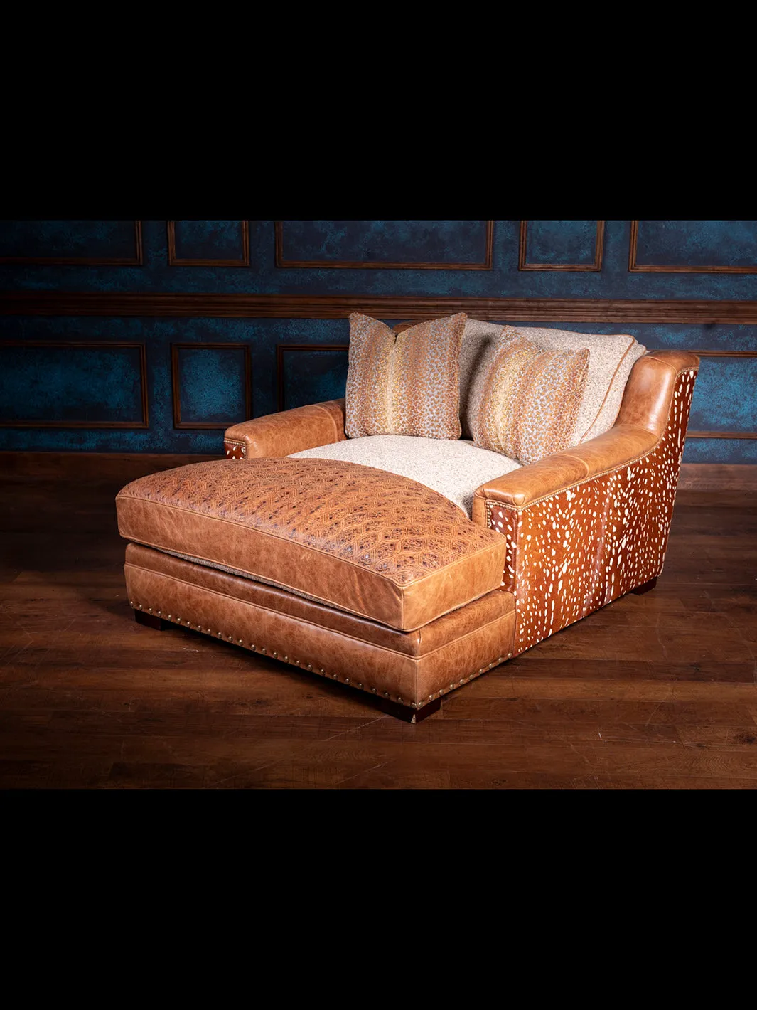 Leather and Fabric Canyon Chaise Lounge