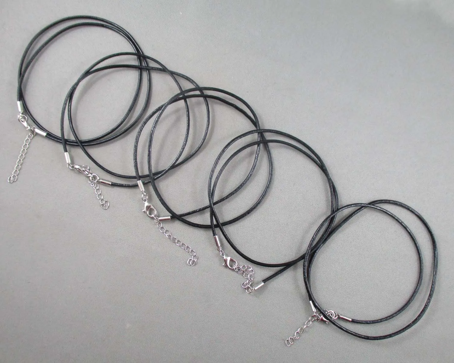 Leather Necklace Cords (Black) 18" 5pcs (G069-1)