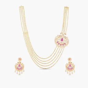 Madno Nakshatra CZ Long Necklace Set