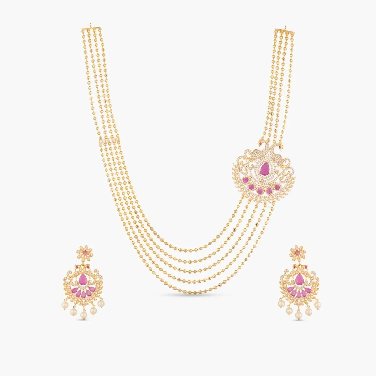 Madno Nakshatra CZ Long Necklace Set