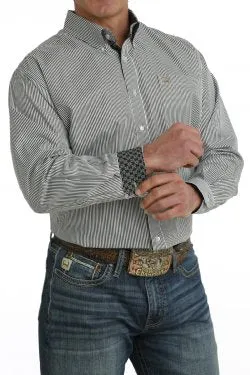 MEN'S CINCH STRIPE BUTTON-DOWN WESTERN SHIRT - WHITE / BLACK