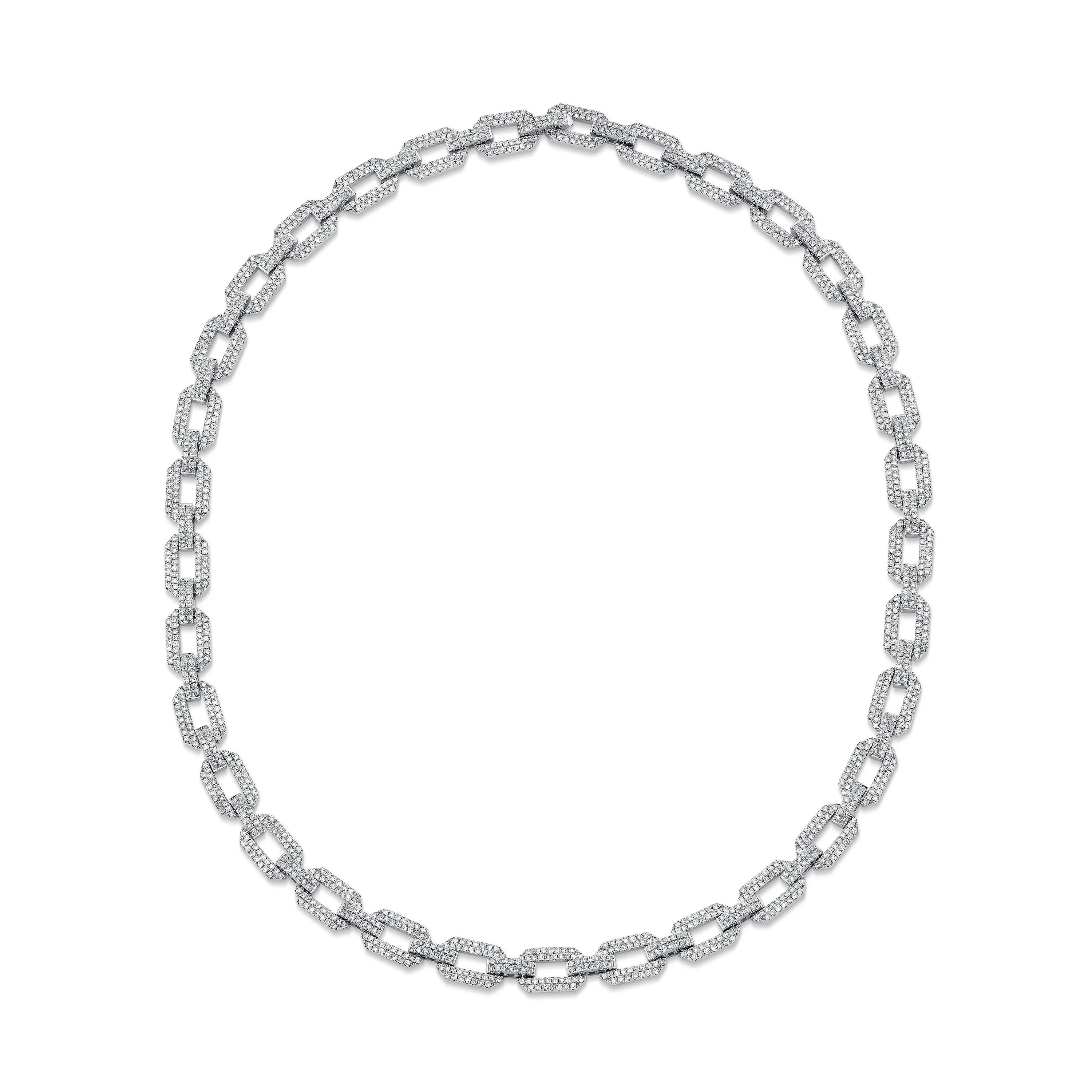 MEN'S DIAMOND PAVE FLAT GEO LINK NECKLACE