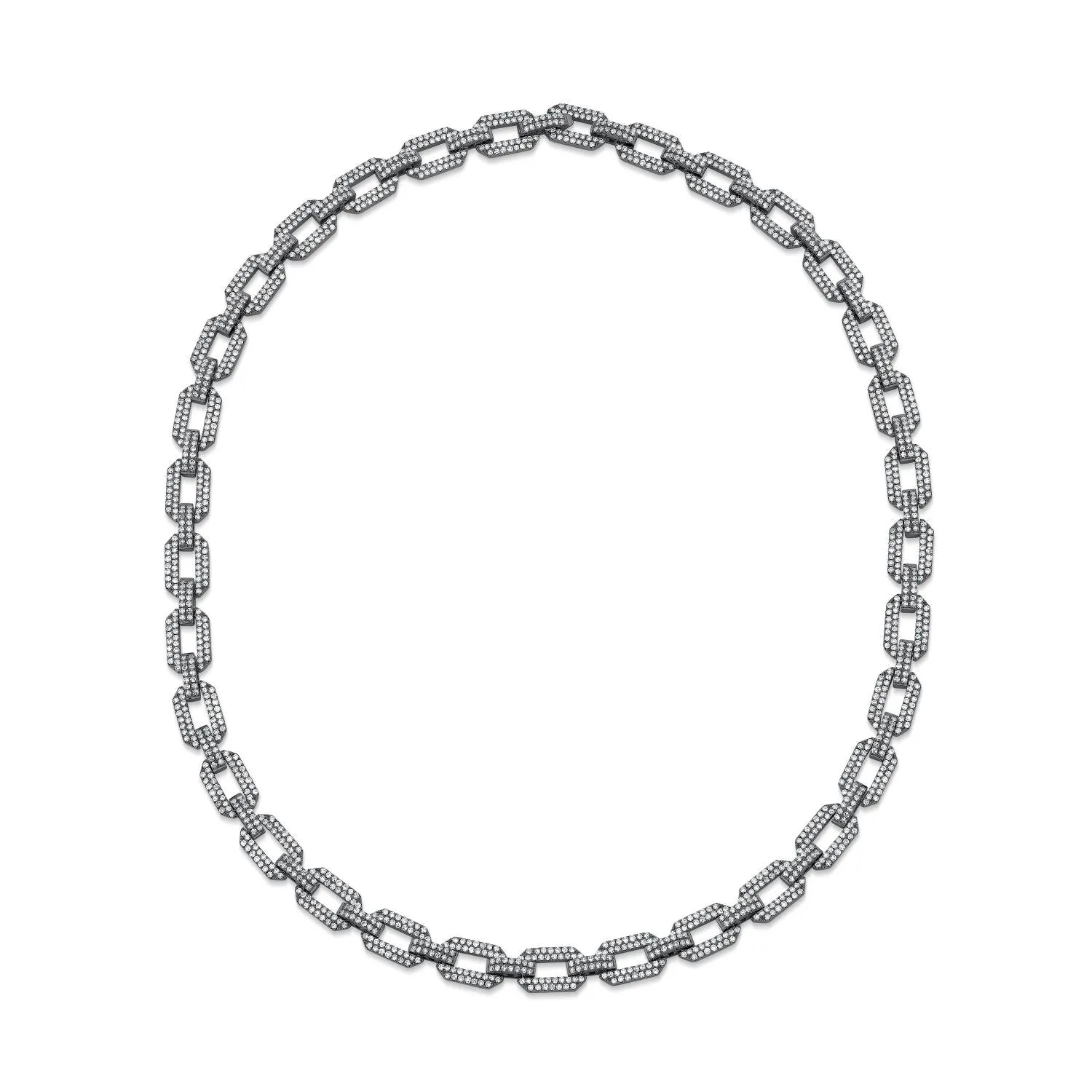 MEN'S DIAMOND PAVE FLAT GEO LINK NECKLACE