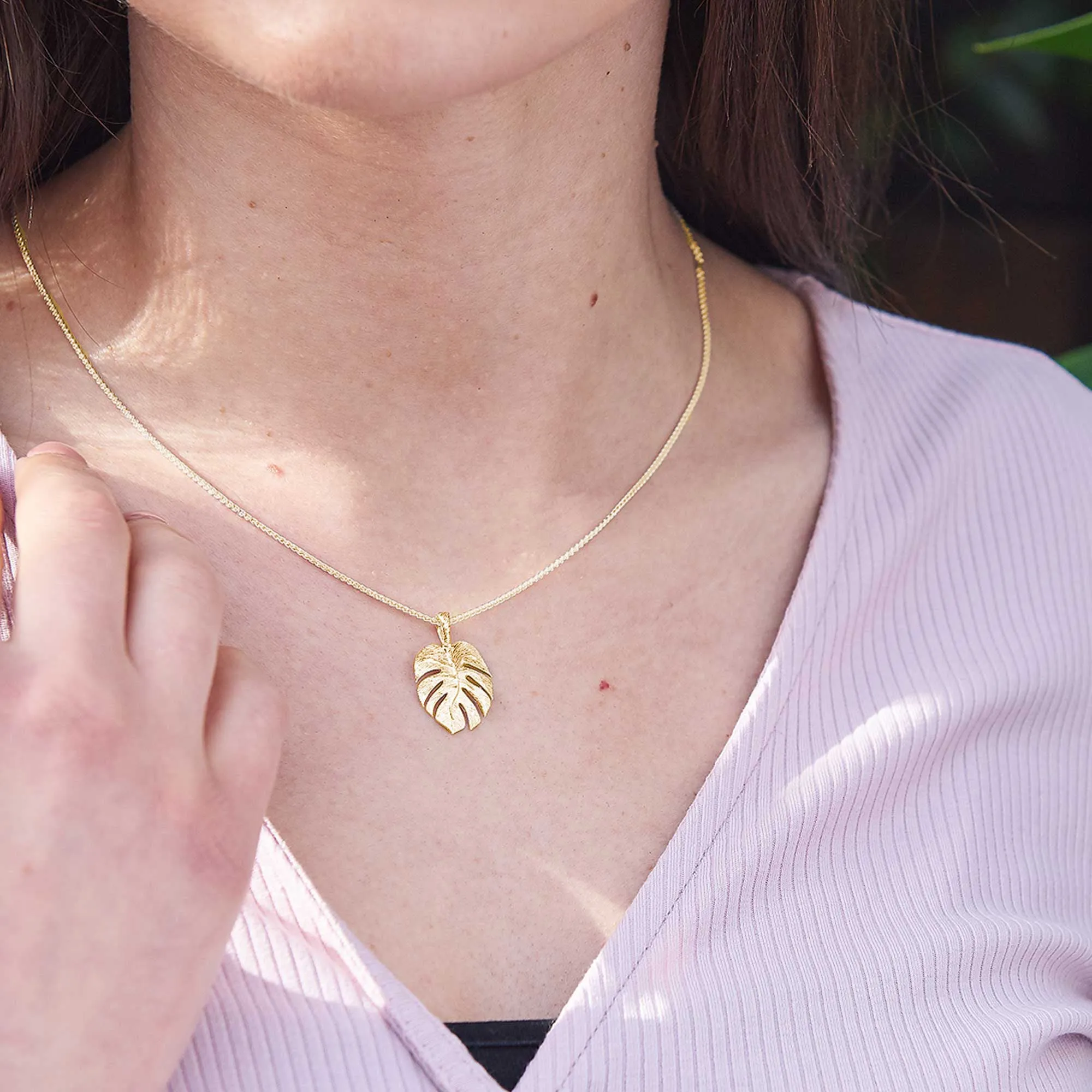 Monstera Palm Leaf Gold Vermeil necklace