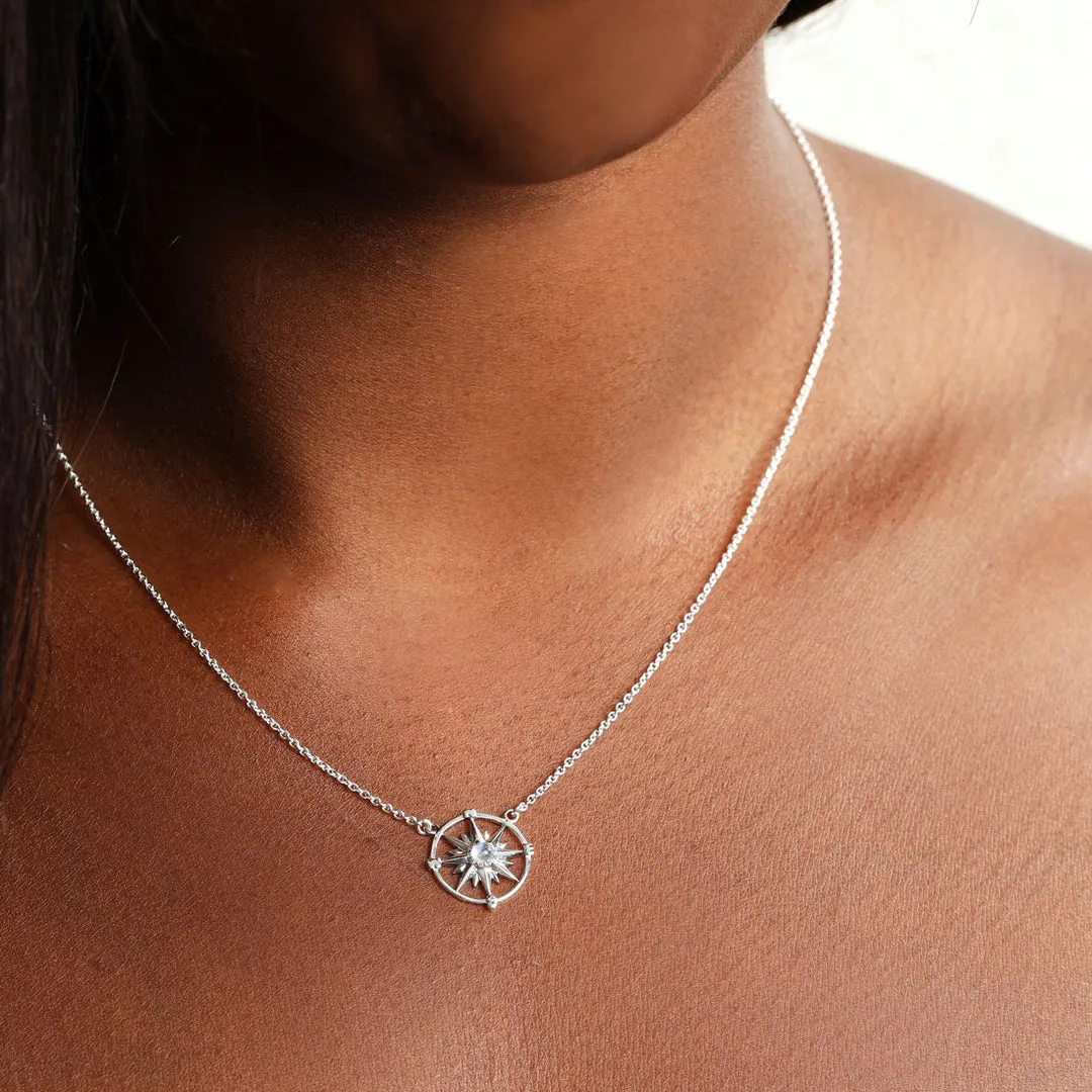 Exquisite Moonstone Compass Pendant Necklace