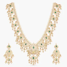 Nalina Gold Plated CZ Silver Guttapusalu Necklace Set