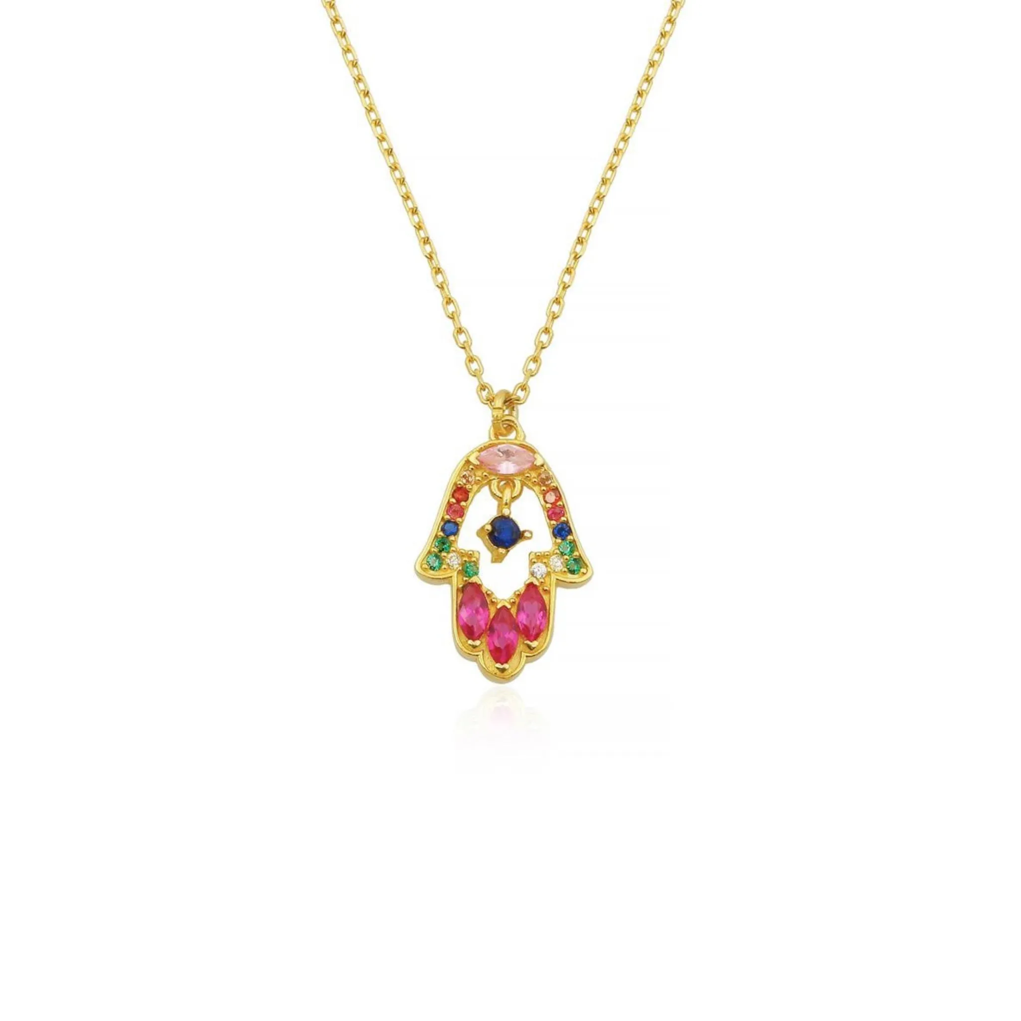 Nessa Muticolor Hamsa Necklace