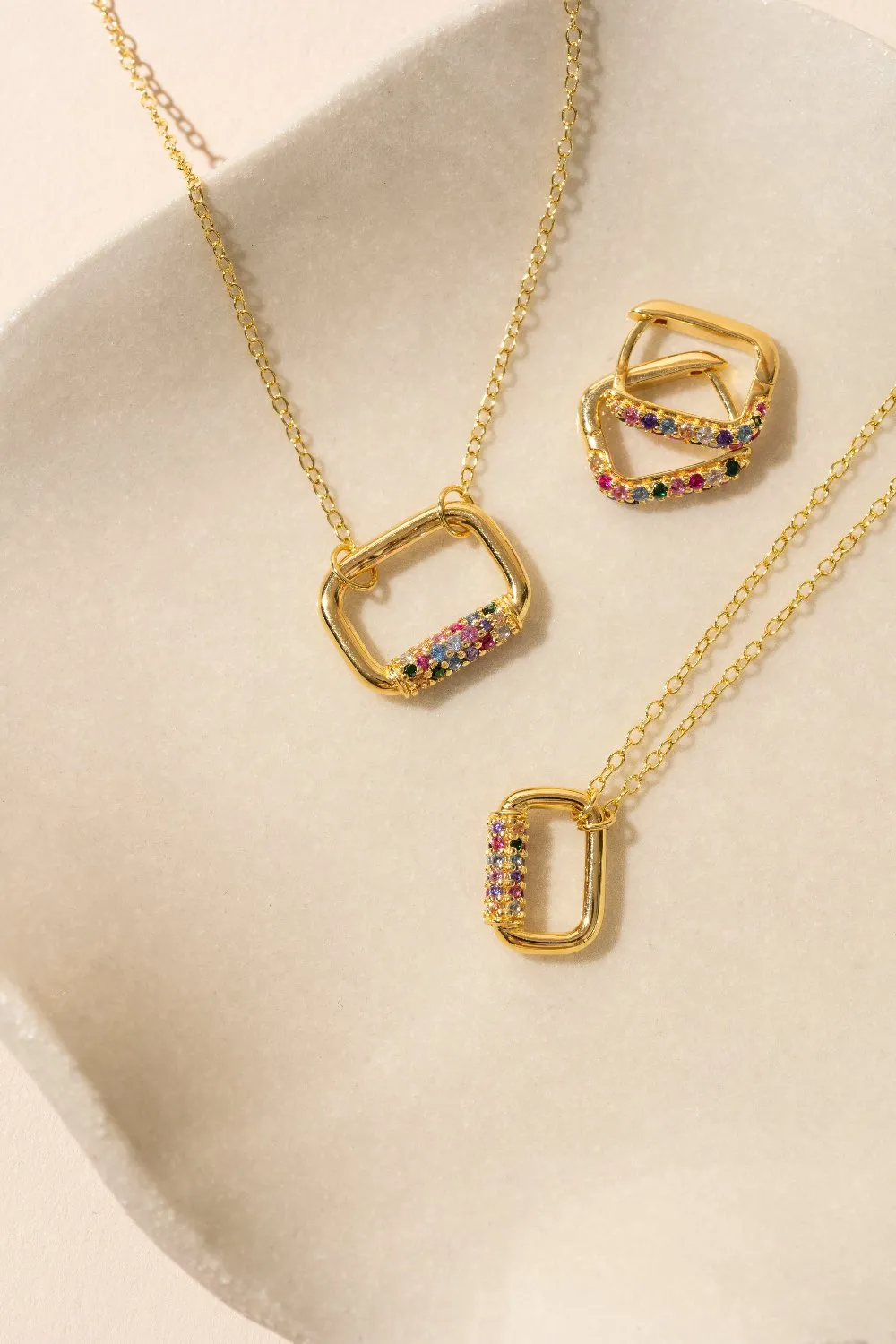 Oblong Pave Rainbow Necklace