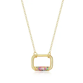 Oblong Pave Rainbow Necklace