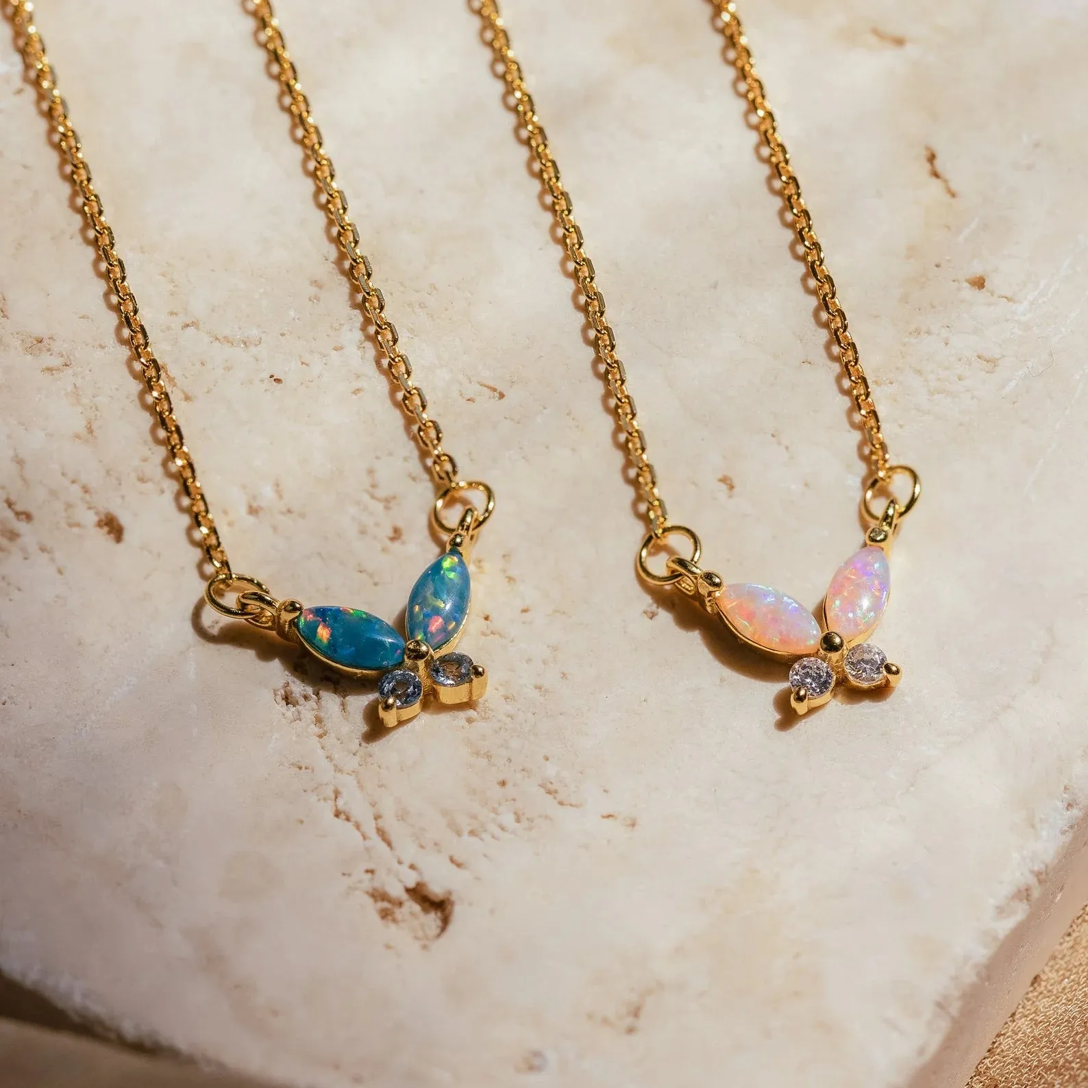 Opal Butterfly Necklace Set