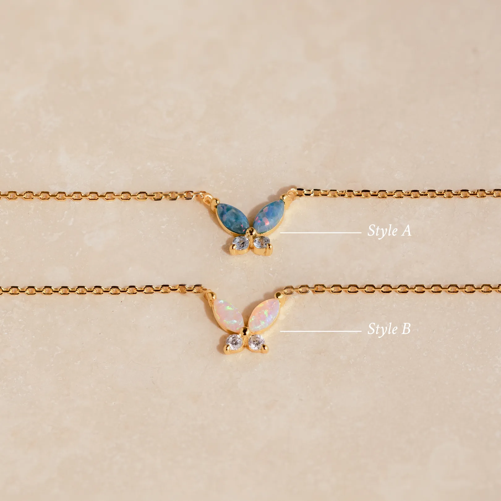 Opal Butterfly Necklace Set