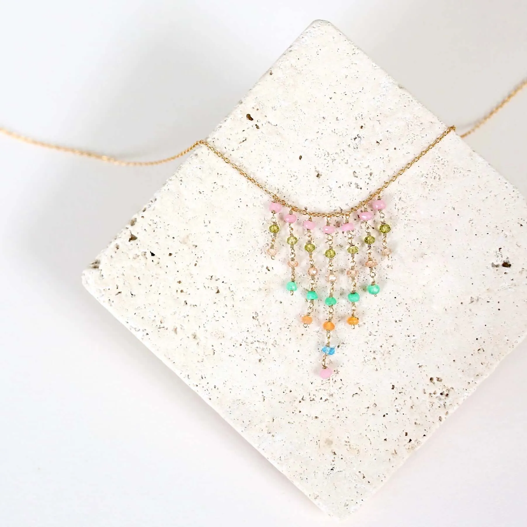 Pastel Rainbow Mini Fringe Necklace