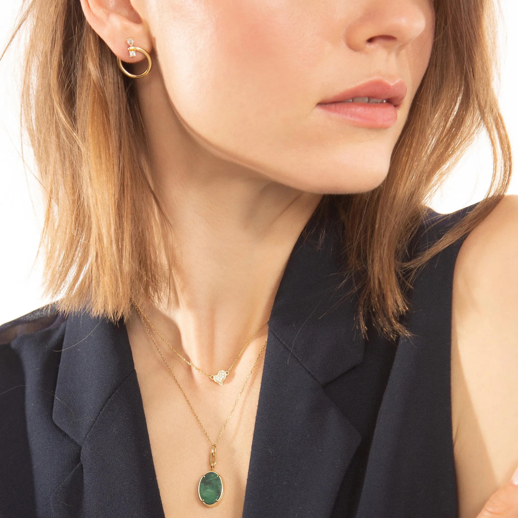 "Elle"  Aventurine Stone Slim Locket Necklace