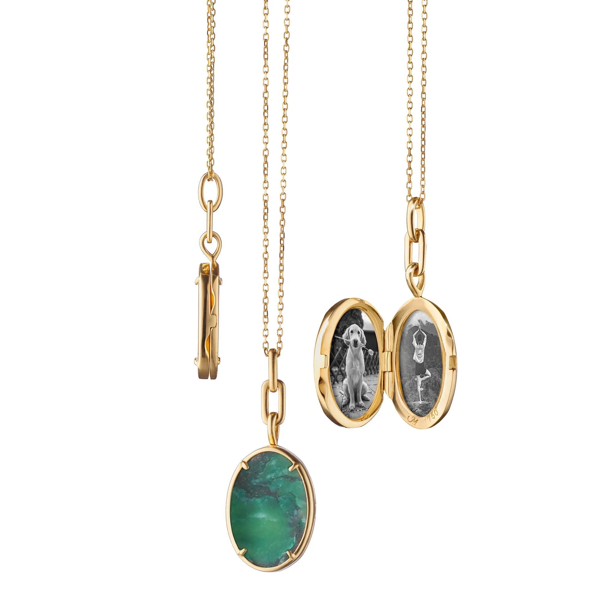 "Elle"  Aventurine Stone Slim Locket Necklace