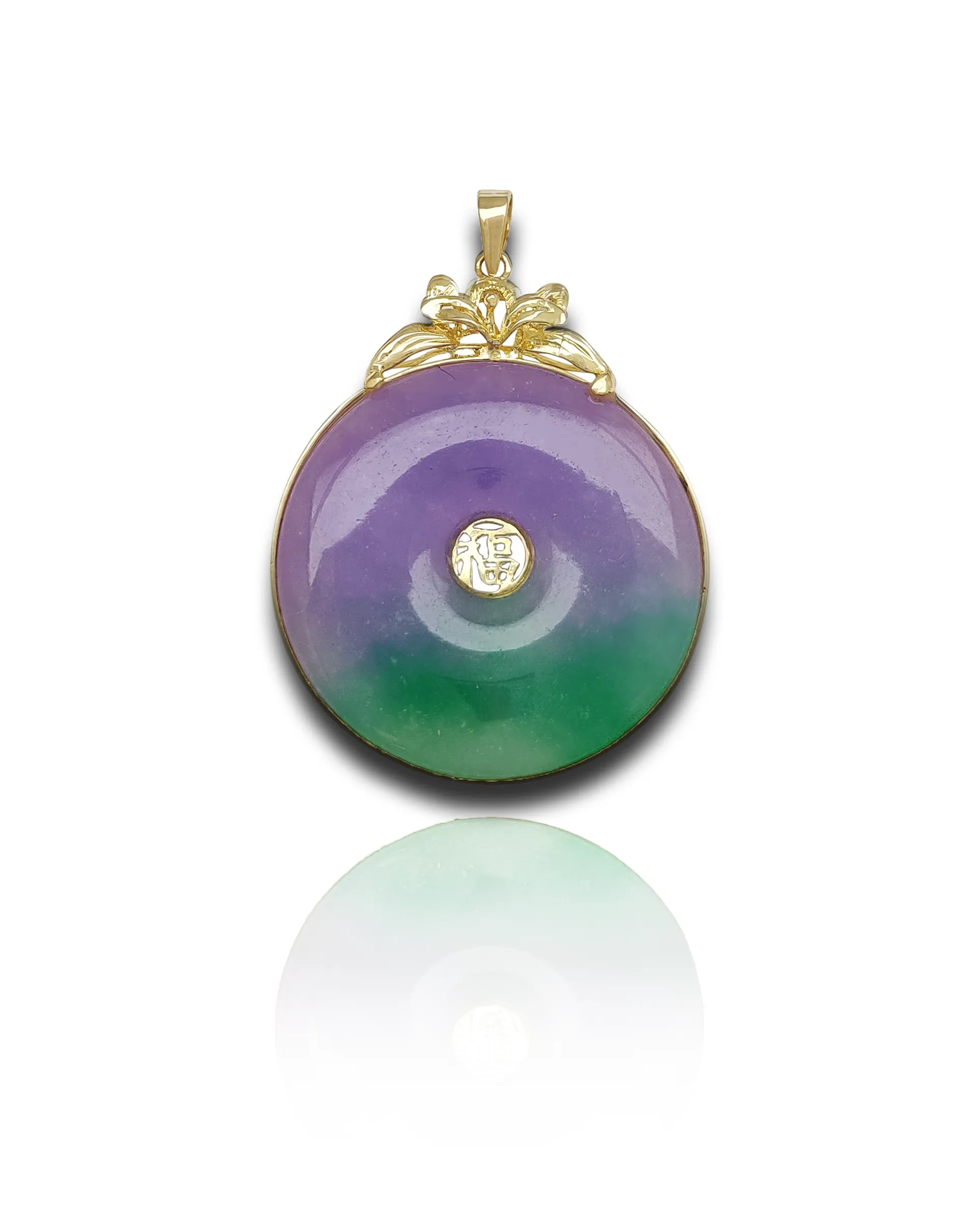 "Fortune & Happiness Jade" Disc Pendant (14K)