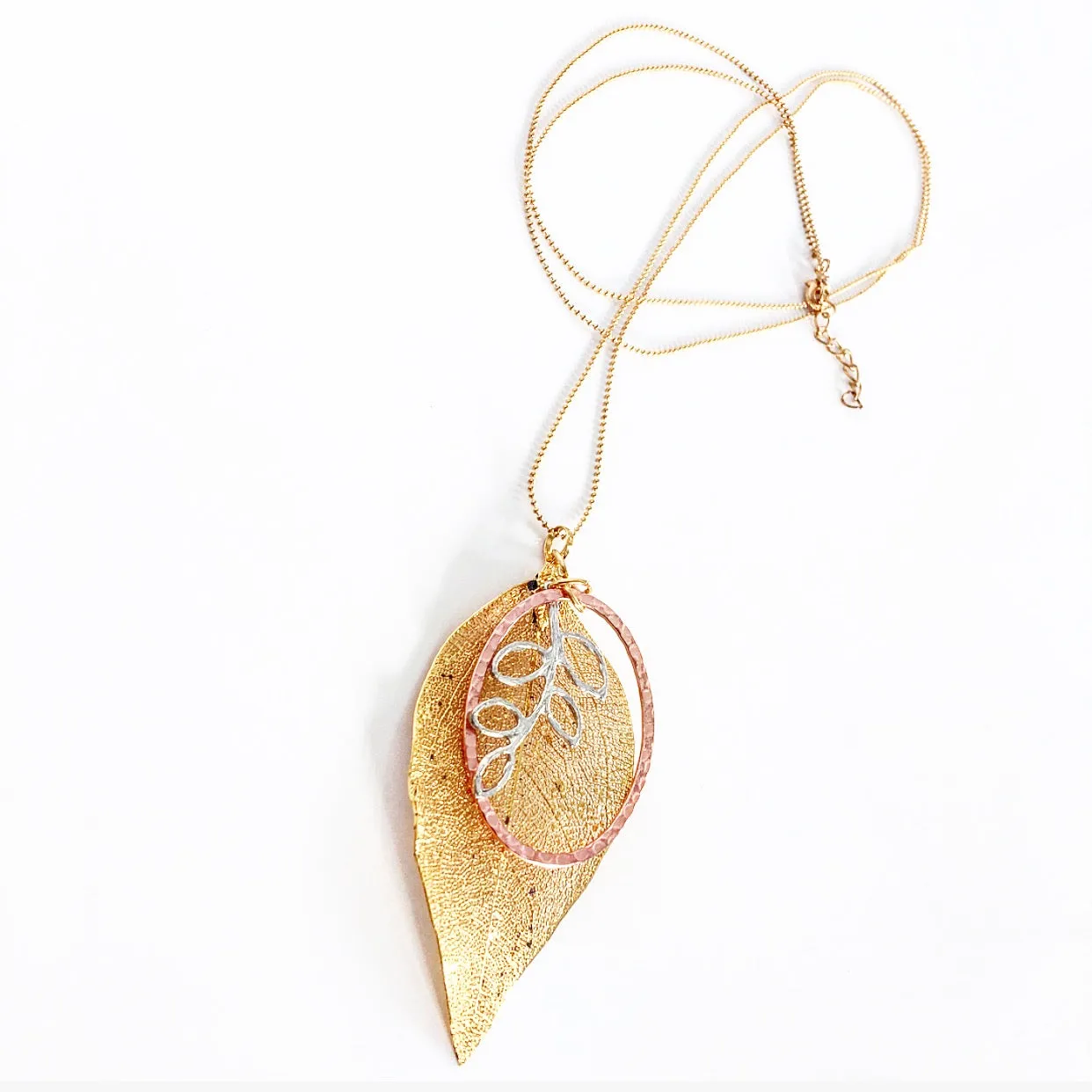 "Shimmer Leaf" Pendant Necklaces (Silver Branch 1)