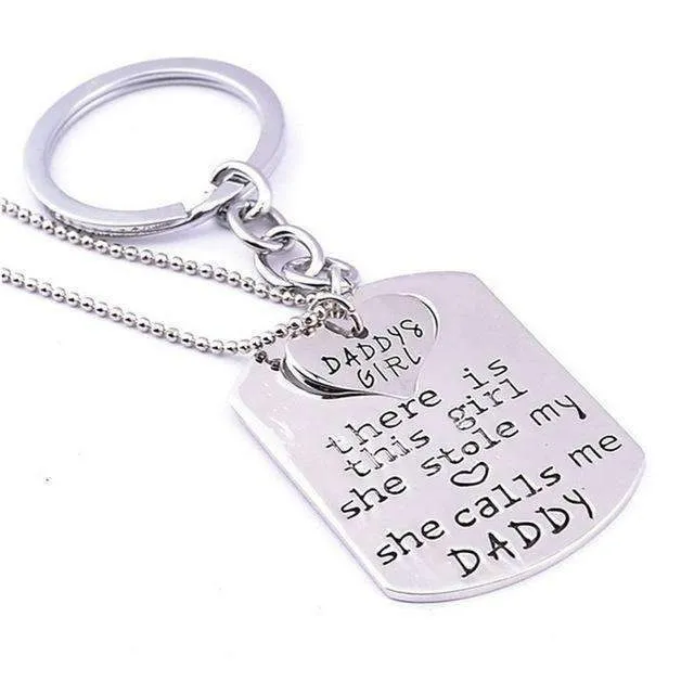 "There Is This Girl She Stole My Heart She Calls Me DADDY/MOMMY/MOM/GRANDMA/GRANDPA" Heart Necklaces Keychain