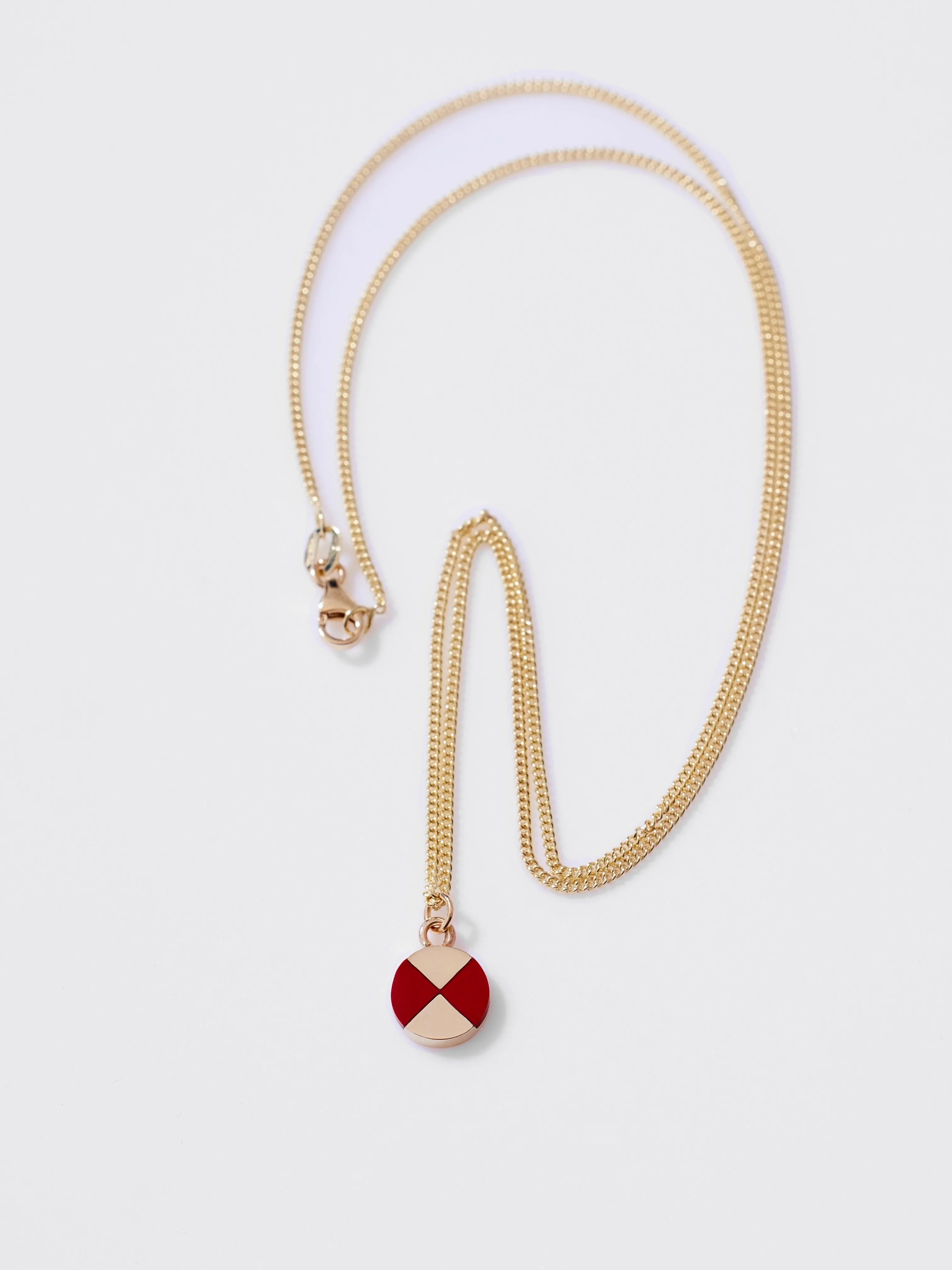 Ray Charm with Red Jasper in 10k Yellow Gold, 18"