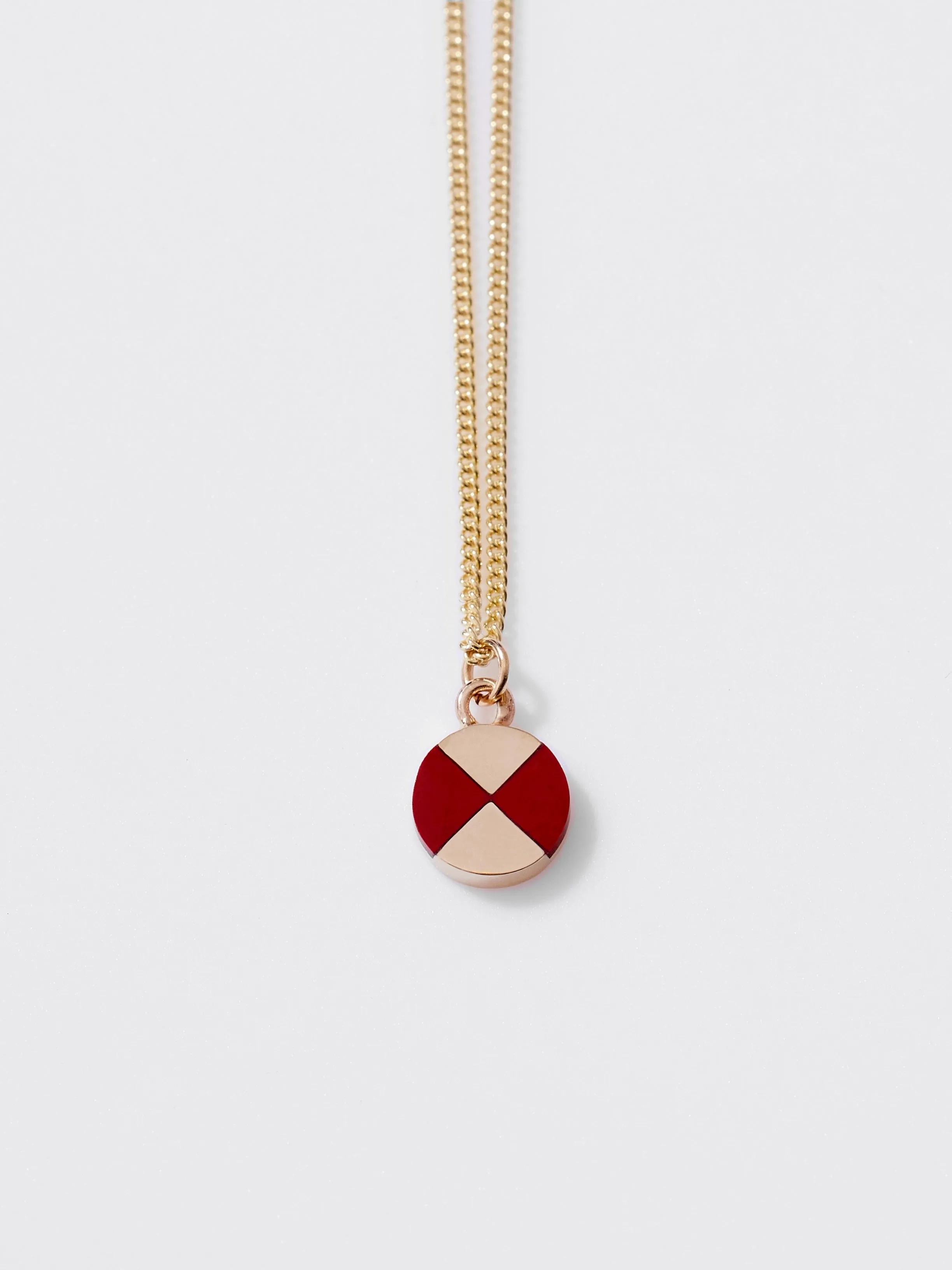 Ray Charm with Red Jasper in 10k Yellow Gold, 18"