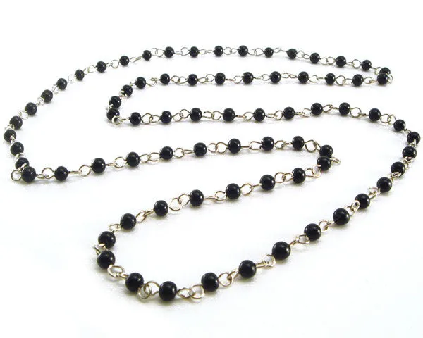 Rosary Chain Black Bead Necklace