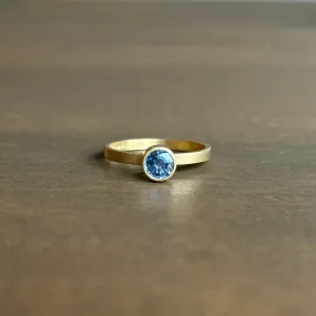 Round Stormy Blue Sapphire Stacking Ring