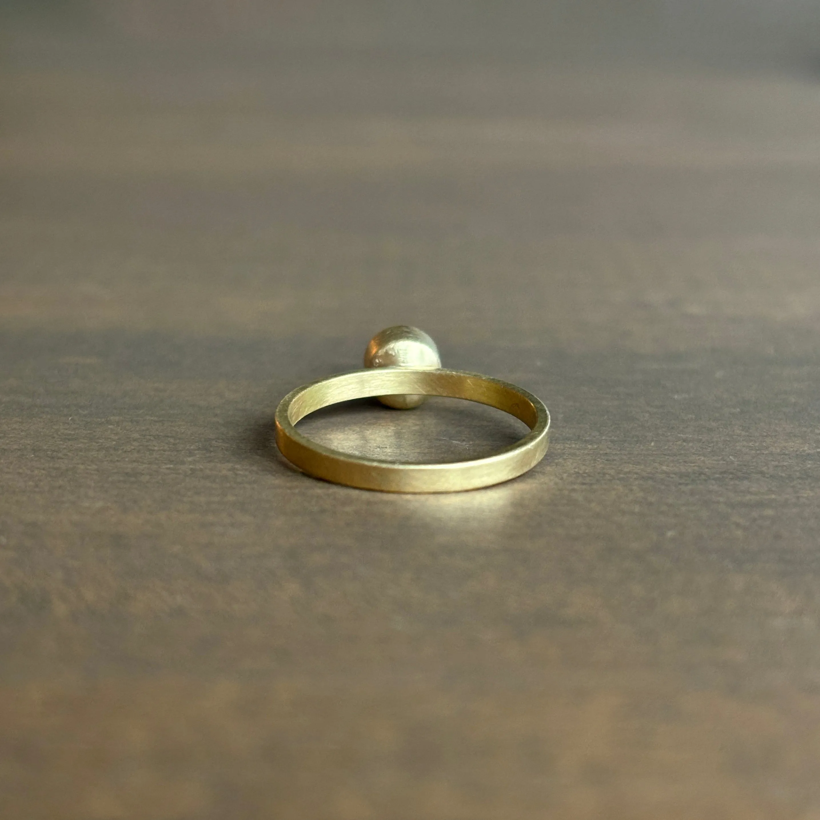 Round Stormy Blue Sapphire Stacking Ring