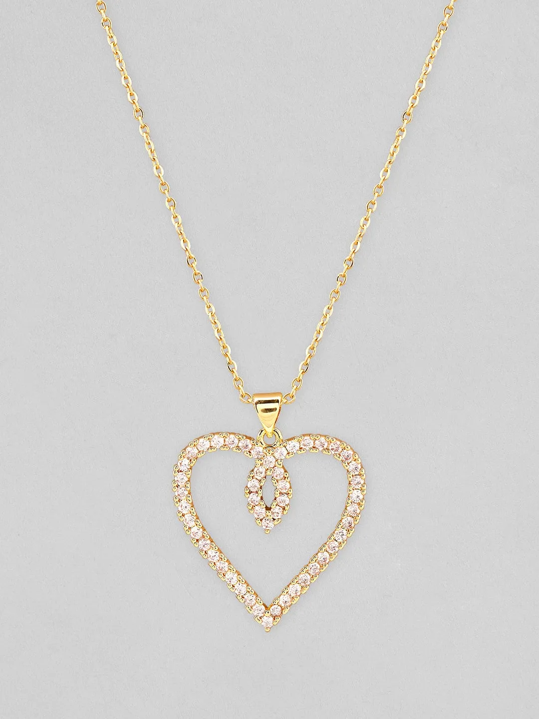 Rubans 22K Gold Plated Chain Necklace With Heart Pendant