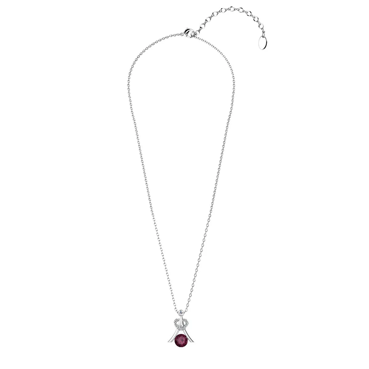 Serenity Birthstone Necklace 18k White Gold Plated with Round Cut Crystals