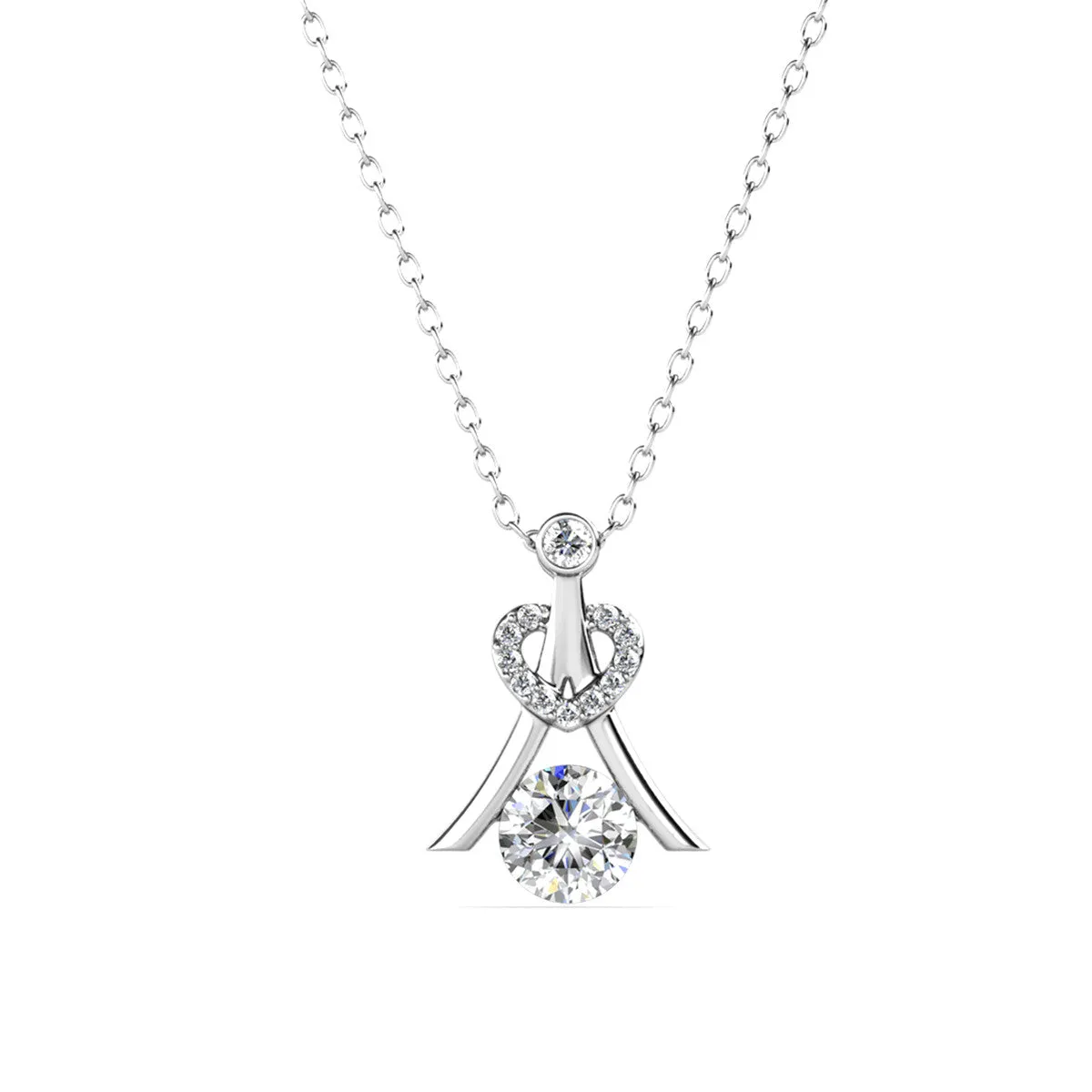 Serenity Birthstone Necklace 18k White Gold Plated with Round Cut Crystals