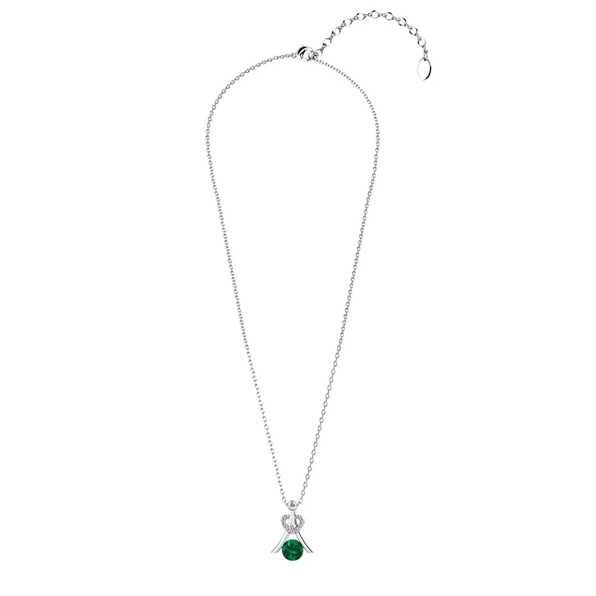 Serenity Birthstone Necklace 18k White Gold Plated with Round Cut Crystals