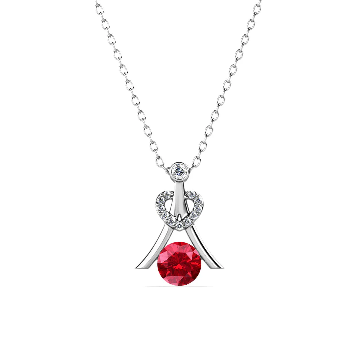 Serenity Birthstone Necklace 18k White Gold Plated with Round Cut Crystals