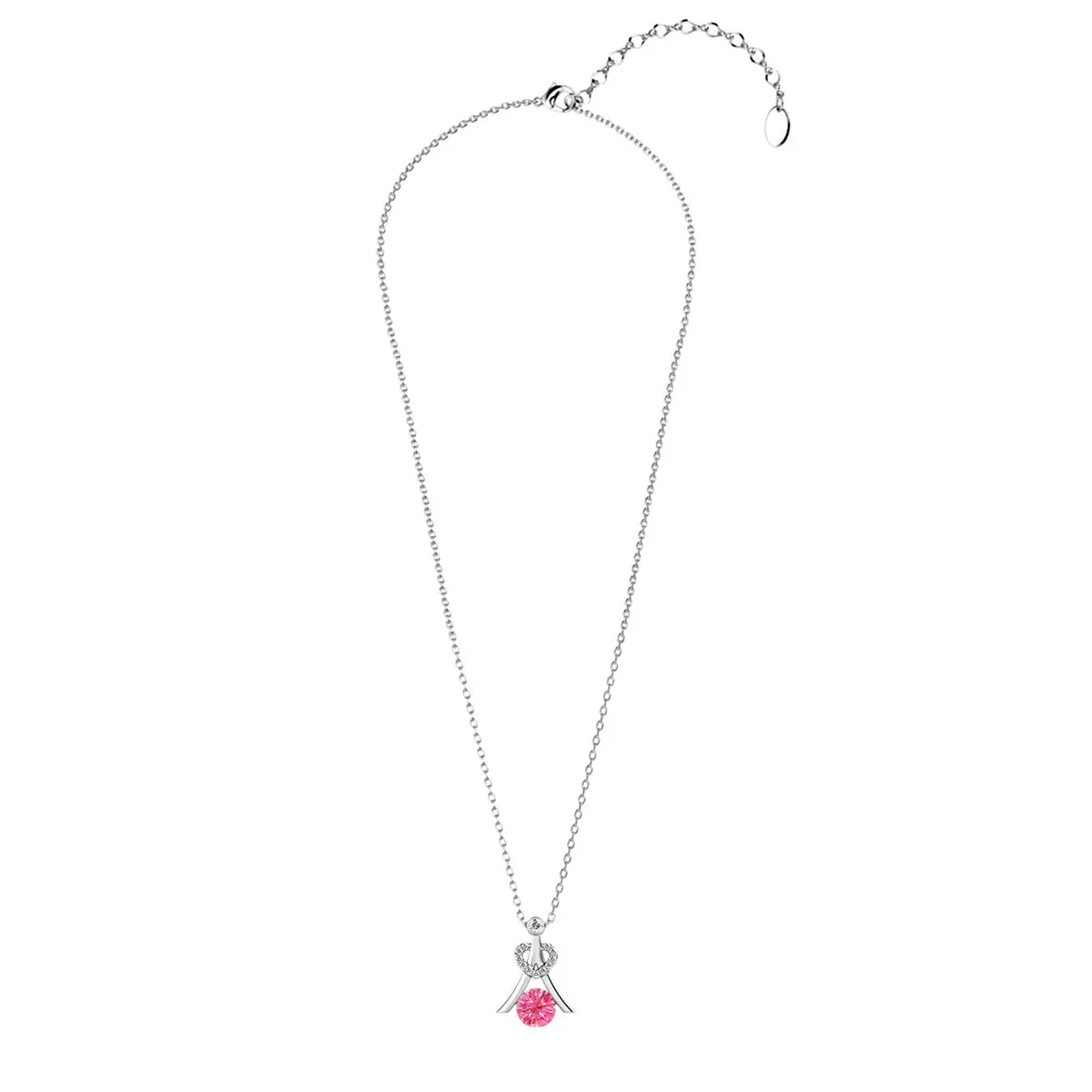 Serenity Birthstone Necklace 18k White Gold Plated with Round Cut Crystals