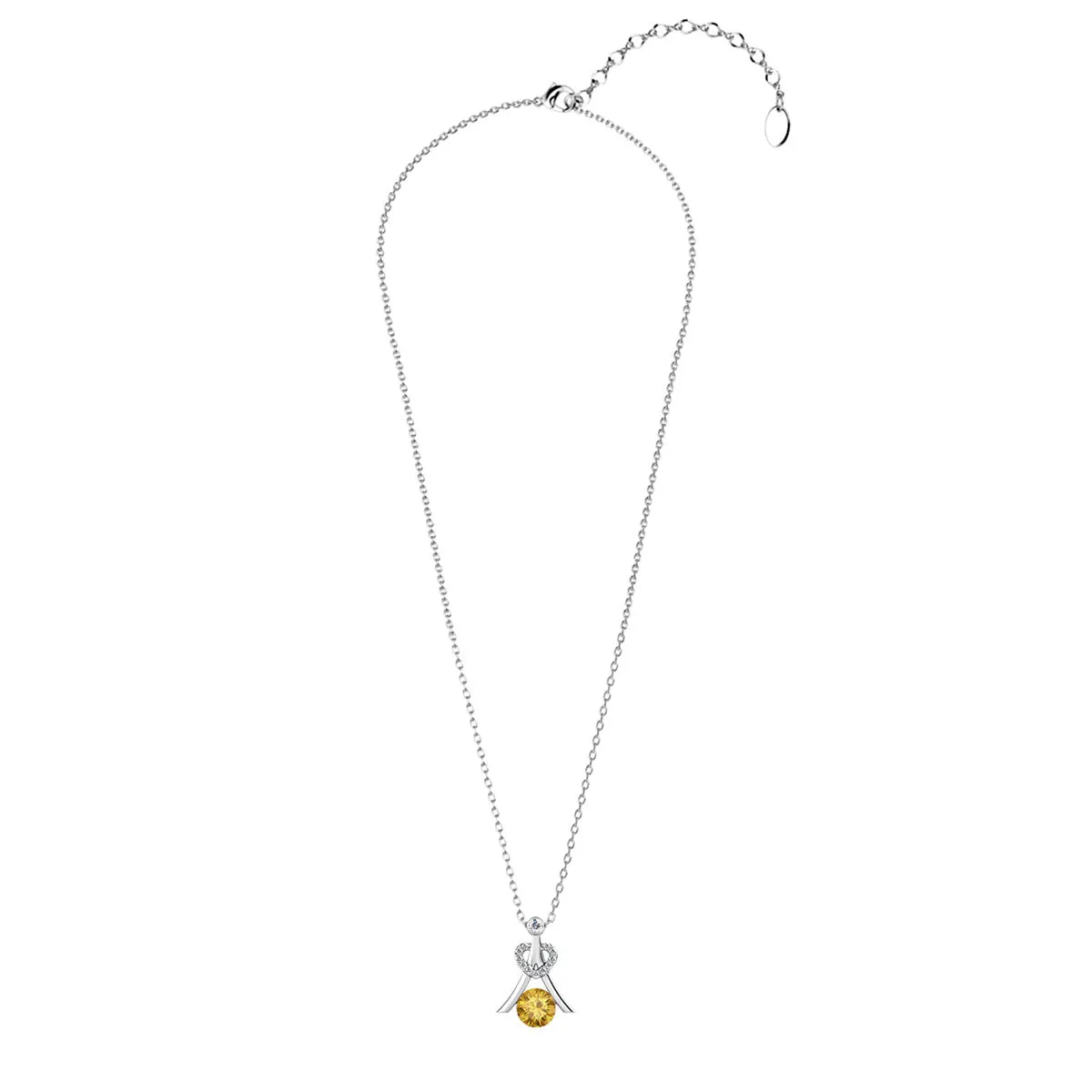 Serenity Birthstone Necklace 18k White Gold Plated with Round Cut Crystals