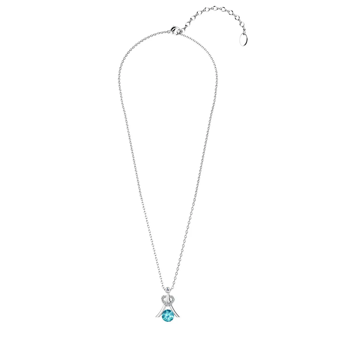 Serenity Birthstone Necklace 18k White Gold Plated with Round Cut Crystals