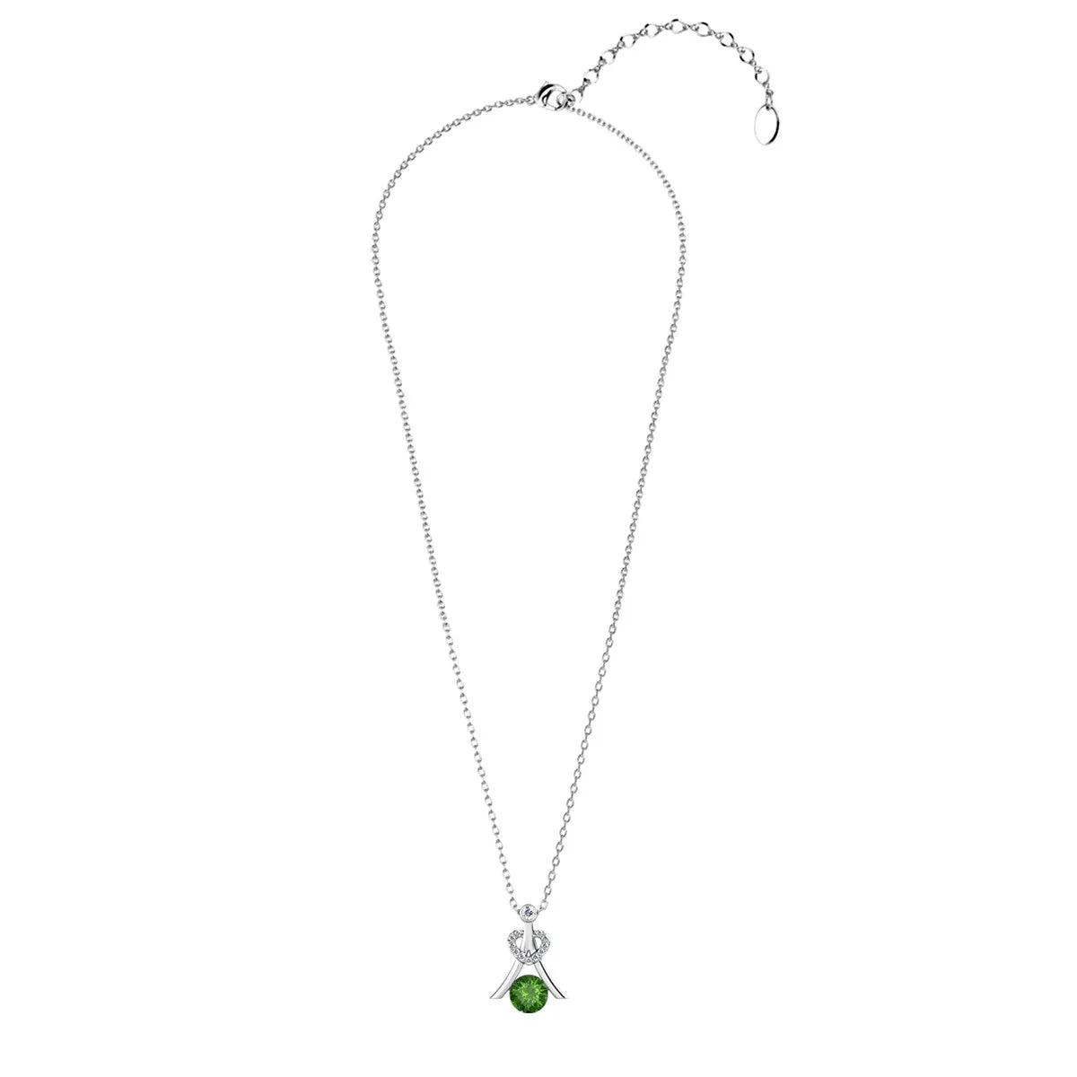 Serenity Birthstone Necklace 18k White Gold Plated with Round Cut Crystals