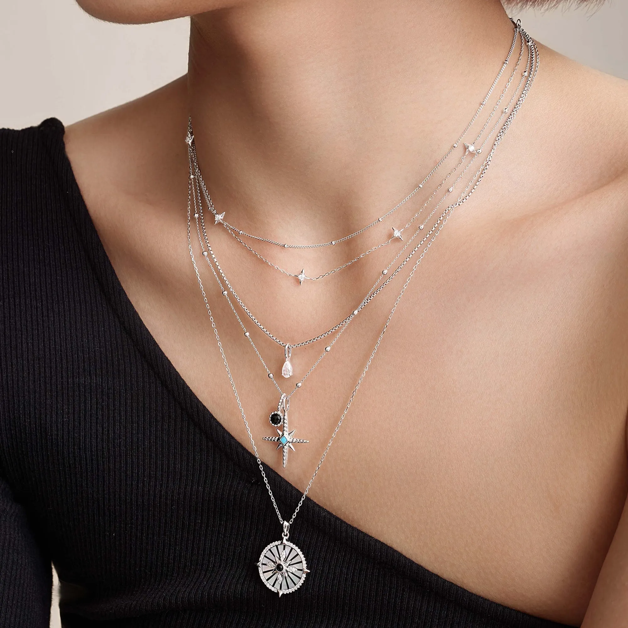 Silver Beaded Chain Necklace