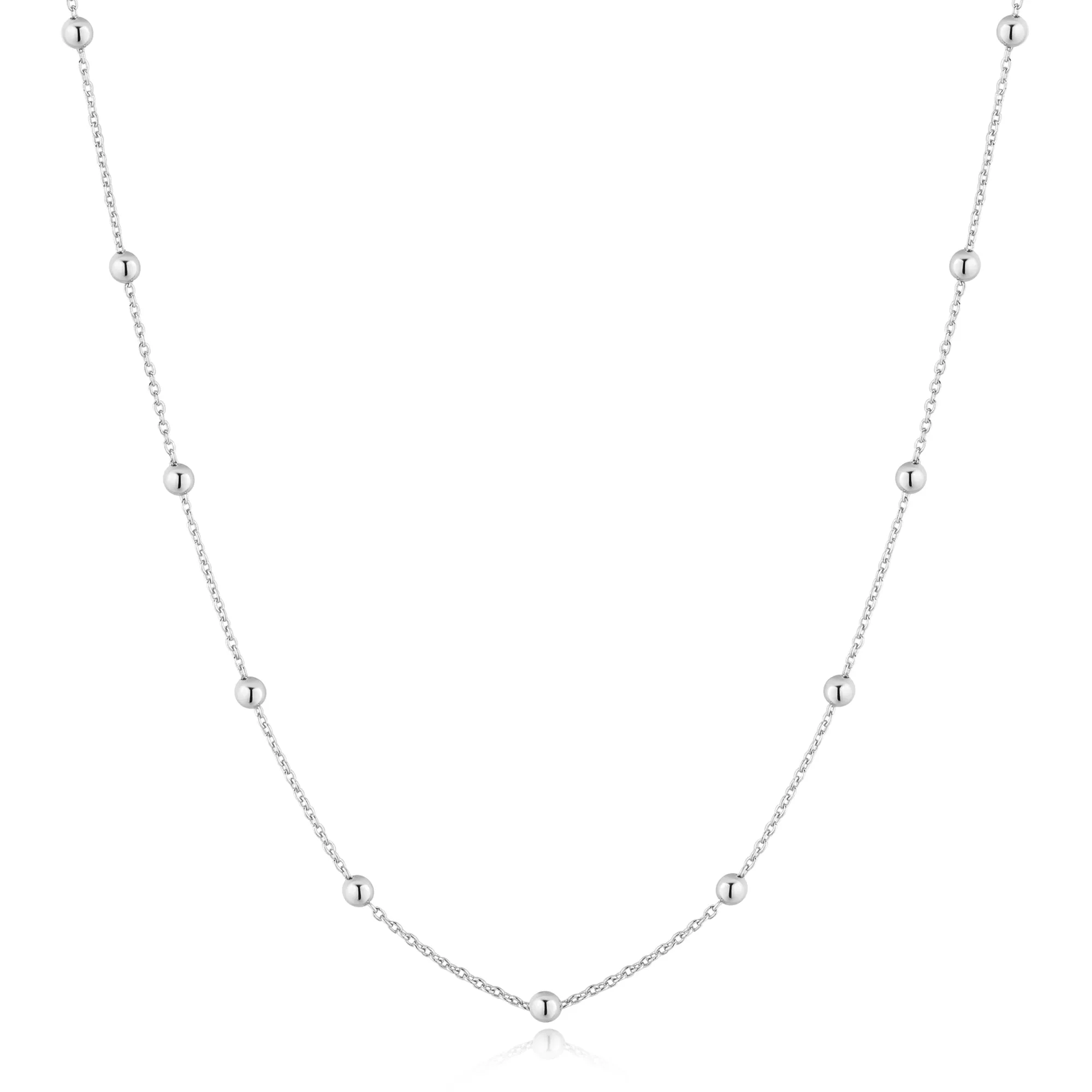 Silver Beaded Chain Necklace