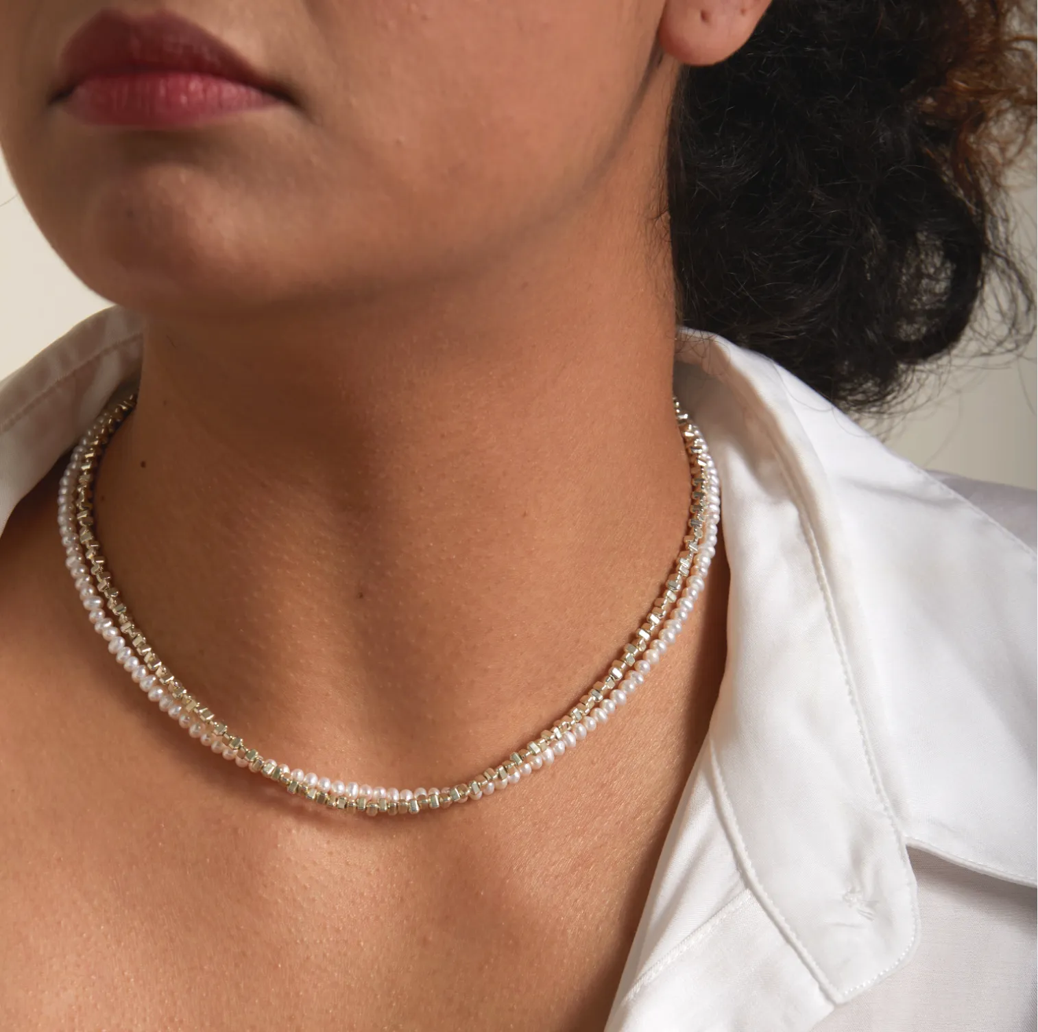 Silver Meets Pearls Necklace